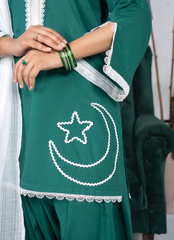 Ahlam By Safa Textile Stitched 3 Piece Summer Independence Edit Suit-Jade Green