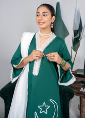 Ahlam By Safa Textile Stitched 3 Piece Summer Independence Edit Suit-Jade Green