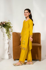Khayat Stitched 2 Piece Emb Cotton Lawn Suit-Saffron
