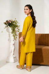 Khayat Stitched 2 Piece Emb Cotton Lawn Suit-Saffron