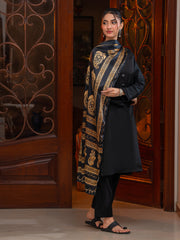 Tng By Md Odhni Collection-Ajrak Batik Silk Odhni (Golden Black)