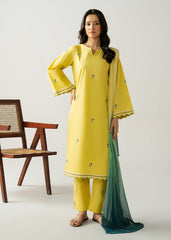 Solstic by Meerak Stitched 3 Piece Emb Lawn Suit-Inzia