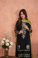 Feathers Unstitched 3 Piece Emb Lawn Summer Suit-Midnight Zari Garden-Embroidered 3pc