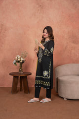 Feathers Unstitched 3 Piece Emb Lawn Summer Suit-Midnight Zari Garden-Embroidered 3pc