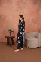 Feathers Unstitched 3 Piece Emb Lawn Summer Suit-Amethyst Noir-Embroidered 3pc