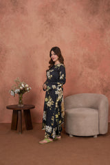 Feathers Unstitched 3 Piece Digital Printed Lawn Summer Suit-Noir Magnolia Luxe-FT718