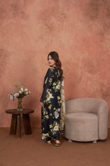 Feathers Unstitched 3 Piece Digital Printed Lawn Summer Suit-Noir Magnolia Luxe-FT718