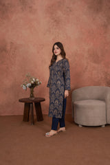 Feathers Unstitched 2 Piece Emb Lawn Summer Suit-Sapphire Regency-Embroidered 2pc