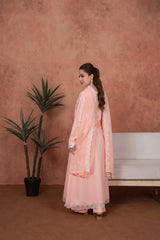 Feathers Unstitched 3 Piece Emb Lawn Summer Suit-Peach Opaline Heirloom-Embroidered 3pc