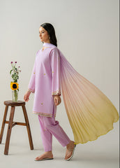 Solstic by Meerak Stitched 3 Piece Emb Lawn Suit-Zarif