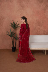 Feathers Unstitched 3 Piece Emb Lawn Summer Suit-Crimson Mehr Royale-Embroidered 3pc