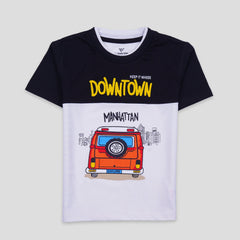 Kjunction Boys Half Sleeves-Printed T-Shirt (Downtown)
