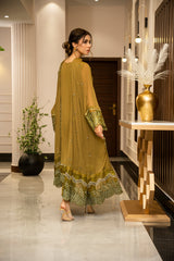 Ensembles By Zouj Unstitched 3 Piece Chiffon Edit Collection'2025-Olive Allure