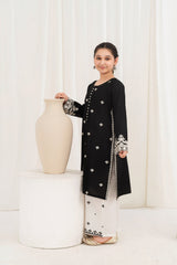 Khayat Stitched 2 Piece Emb Cotton Lawn Summer Suit-Black Contrast-KHA-K-BC