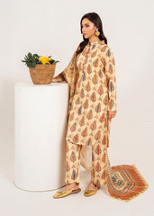 Meerak Stitched 3 Piece Blended Silk Suit-Brisora