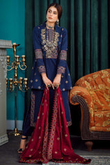 Moksh By Aayra Unstitched Winter Collection'2025-Navy Blue