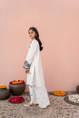 Khayat Stitched 2 Piece Emb Cotton Lawn Summer Suit-White-KHA-K-W