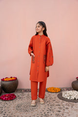 Khayat Stitched Co Ords Luxury Winter Suit-Khayat- Rust-winter