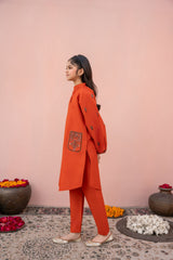 Khayat Stitched Co Ords Luxury Winter Suit-Khayat- Rust-winter