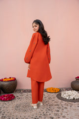 Khayat Stitched Co Ords Luxury Winter Suit-Khayat- Rust-winter