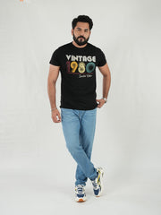 Mercato Round Neck Black Shirt