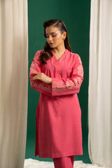 Basics By Zouj Stitched Co Ords Emb S/S Collection'2025-Pink