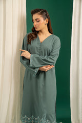 Basics By Zouj Stitched Co Ords Emb S/S Collection'2025-Dark Green