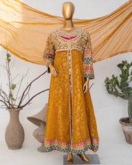 Saira Sultana Stitched Wedding Formals Suit-Sumaira-Mustard