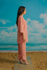 Dhaga Stitched Solid 2 Piece Emb Suit-Primerose
