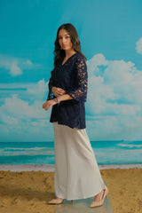 Dhaga Stitched 3 Piece Embroidered Summer Suit-Astrid