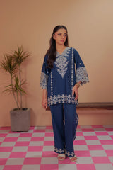 Dhaga Stitched Solid 2 Piece Emb Suit-Coachella
