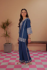 Dhaga Stitched Solid 2 Piece Emb Suit-Coachella