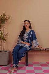 Dhaga Stitched Solid 2 Piece Emb Suit-Coachella
