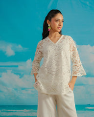 Dhaga Stitched 3 Piece Embroidered Summer Suit-Alva
