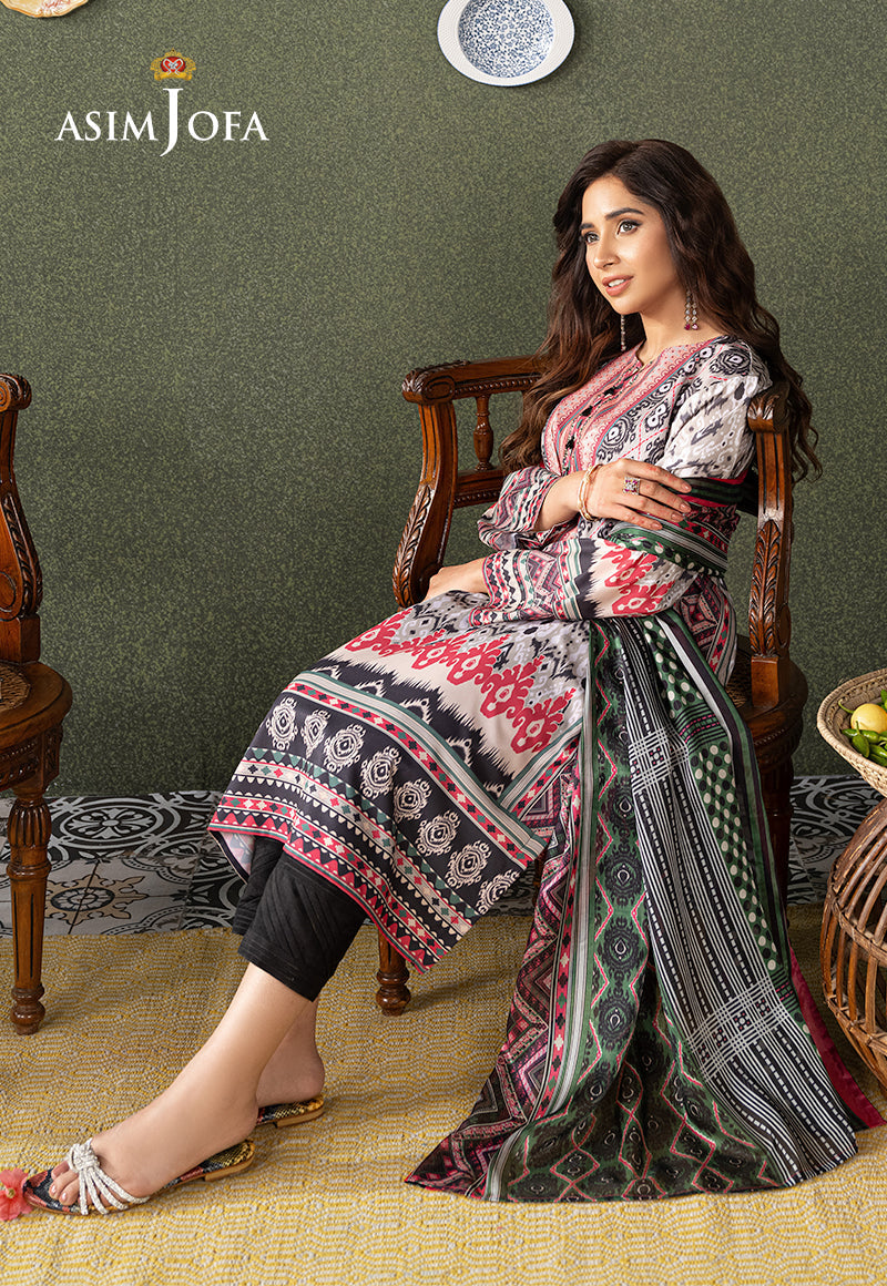 Asim Jofa Outfit Of The Day Ajod-19 Printed Georgette Silk 2 Pcs