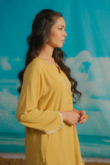 Dhaga Stitched Solid 2 Piece Emb Suit-Butterscotch
