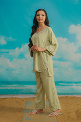 Dhaga Stitched Solid 2 Piece Emb Suit-Filigree