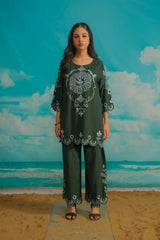 Dhaga Stitched Solid 2 Piece Emb Suit-Hope