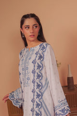 Dhaga Stitched Solid 2 Piece Emb Suit-Moonstone