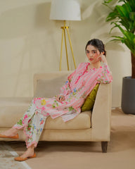 Dhaga Stitched 2 Piece Co-ords Set-Strawberry Matcha