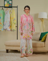 Dhaga Stitched 2 Piece Co-ords Set-Strawberry Matcha