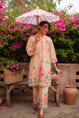 Print Muse By Sahar Stitched Co Ords Cambric Suit-Peach Garden