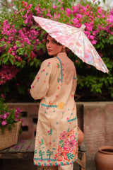Print Muse By Sahar Stitched Co Ords Cambric Suit-Peach Garden