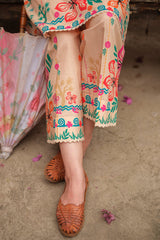 Print Muse By Sahar Stitched Co Ords Cambric Suit-Peach Garden