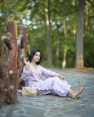 Urban Cut-Cotton Seersucker 2-Piece Long Dress-C0281