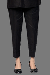 Urban Cut Jet Black Stitched Trouser with five Pleats ?100% Cotton