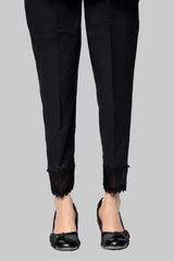 Urban Cut Jet Black Stitched Embellished Trouser ?100% Cotton