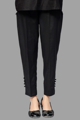 Urban Cut Jet Black Stitched Trouser with slit opening ?100% Cotton