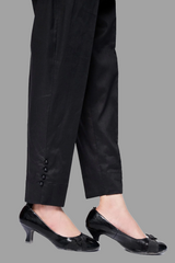 Urban Cut Jet Black Stitched Trouser with slit opening ?100% Cotton