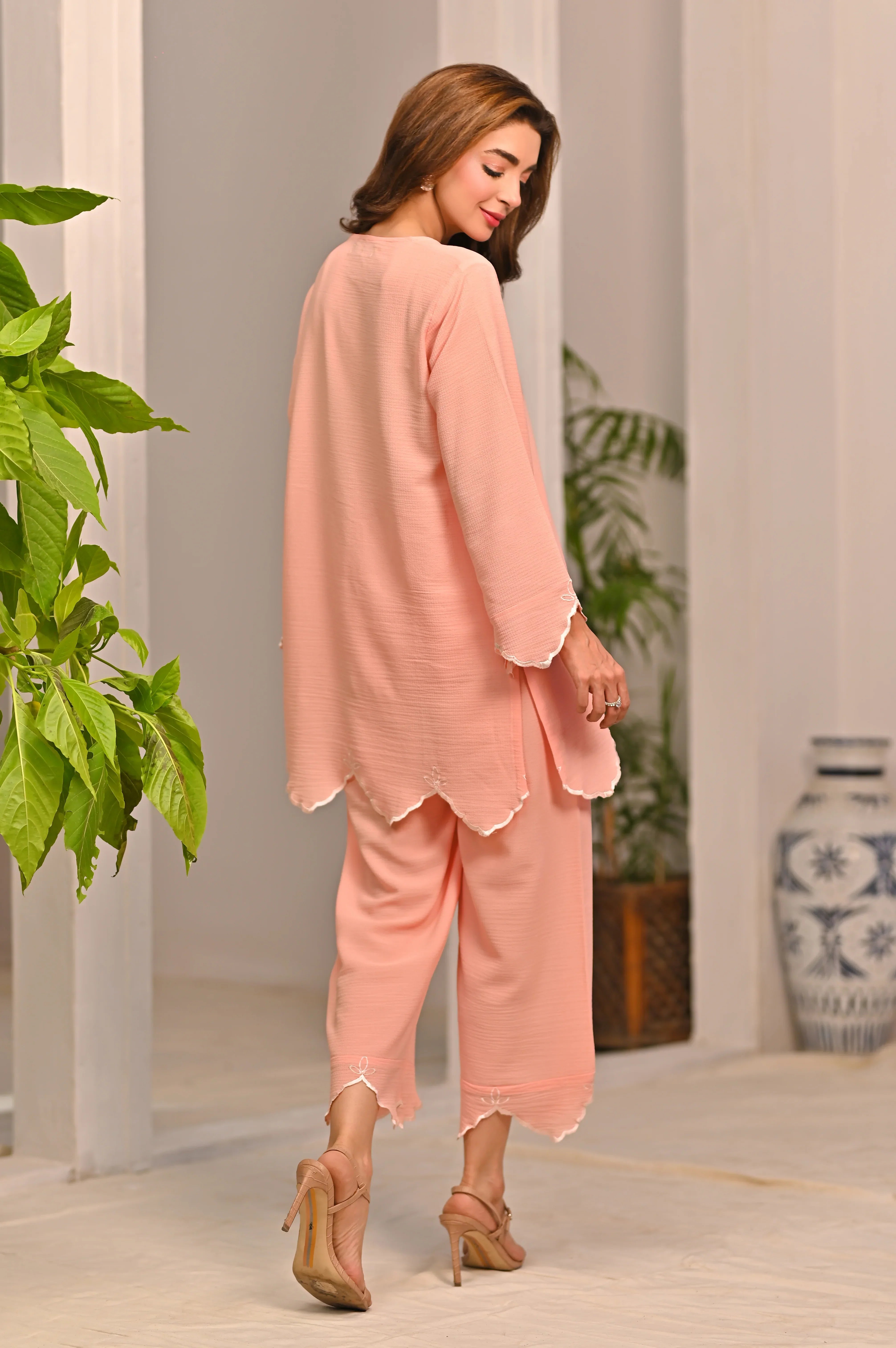 Dhaga Stitched 2 Piece Solids Crepe Summer Collection'2025-Carnation